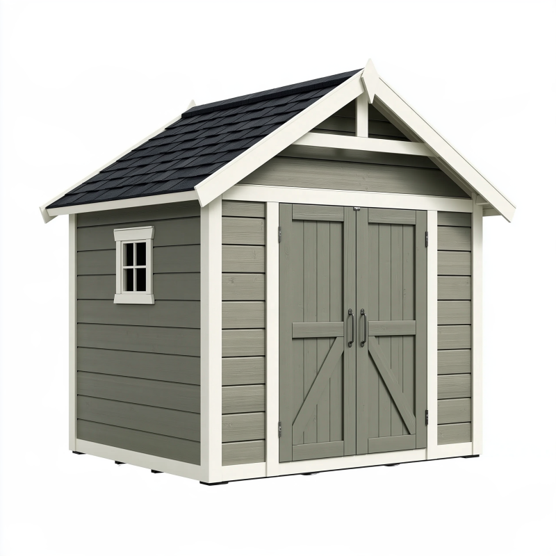 Abri de jardin 180 x 120 x 200 cm en bois gris avec double porte style chalet