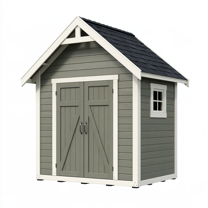 Abri de jardin 180 x 120 x 210 cm en bois gris avec double porte et fenêtre