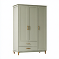 Armoire 120 x 55 x 190 cm en panneaux de bois vert sauge avec 3 portes et 2 tiroirs