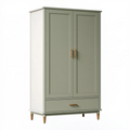 Armoire 100 x 50 x 180 cm en bois vert sauge à 2 portes avec tiroir
