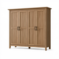 Armoire de rangement 180 x 55 x 200 cm en bois brun à 4 portes style classique