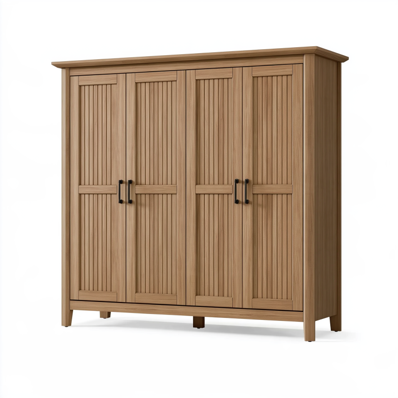 Armoire de rangement 180 x 55 x 200 cm en bois brun à 4 portes style classique