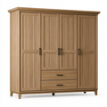 Armoire de rangement 220 x 60 x 210 cm en bois marron à 4 portes et 2 tiroirs