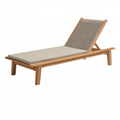 Chaise longue de jardin 200 x 70 cm en bois beige avec dossier réglable