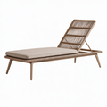 Bain de soleil 200 x 65 cm en résine tressée beige avec dossier inclinable pour extérieur