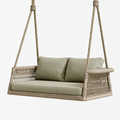 Balancelle canapé 2 places 150 x 70 x 55 cm en fibre tressée beige pour extérieur style bohème suspendue