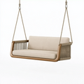 Balancelle suspendue 180 x 75 x 65 cm en bois et corde beige pour extérieur style contemporain