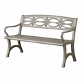 Banc de jardin 123 x 62 x 89 cm en métal taupe à accoudoirs décor floral