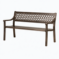 Banc de jardin 150 x 60 x 85 cm en résine marron avec accoudoirs décor ajouré