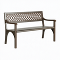 Banc de jardin 122 x 61 x 86 cm en métal brun avec accoudoirs dossier ajouré